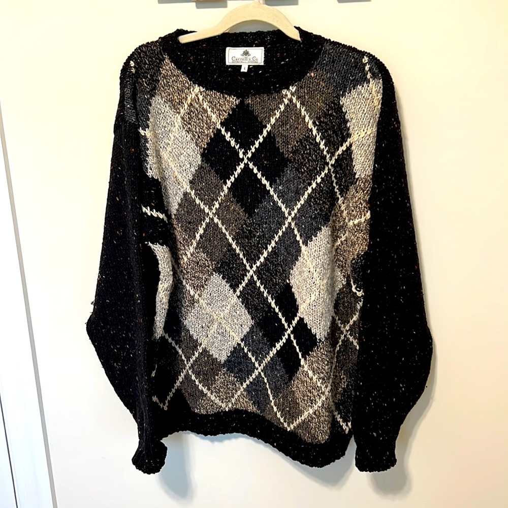 Carroll & Co. Beverly Hills Pasadena Men’s Argyle Sweater / 100% Wool / Size L